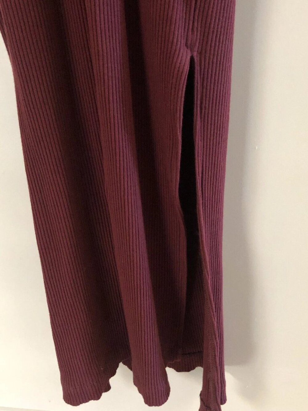 Free People FP Beach Tie Back Cut Out Ribbed Maxi Long Sleeve Maxi Dress Wine XS - Picture 4 of 8